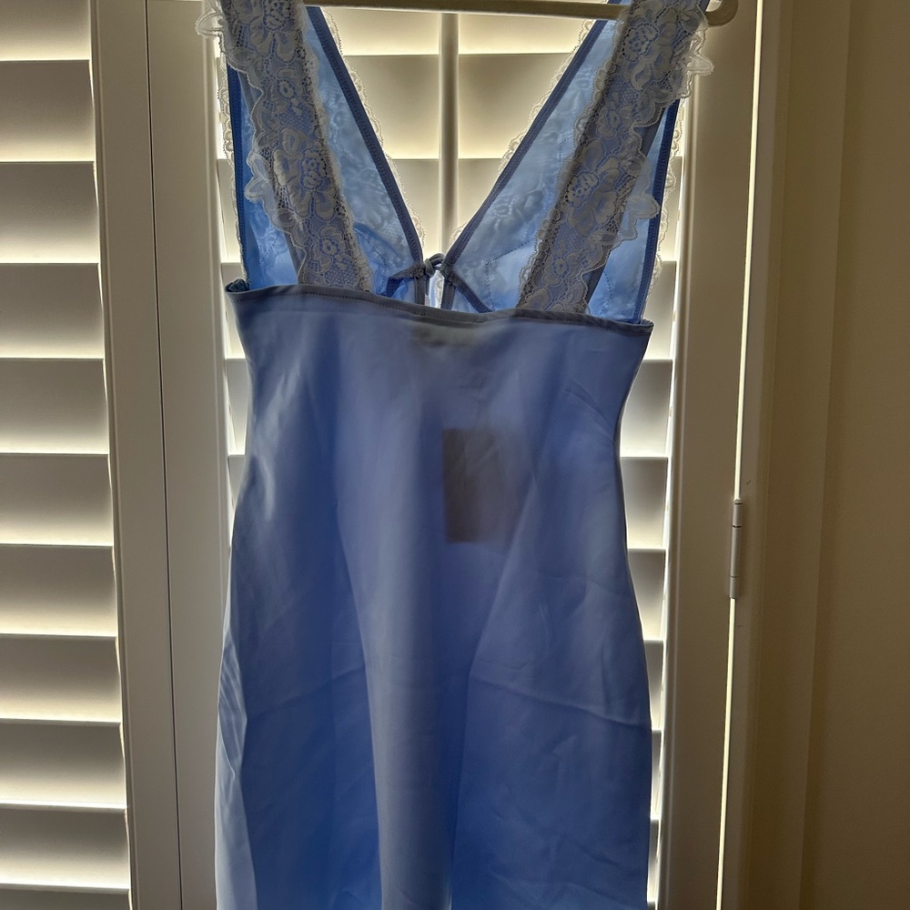 Princess Polly Light Blue Lace-Trim Slip Chemise - Picture 2 of 5